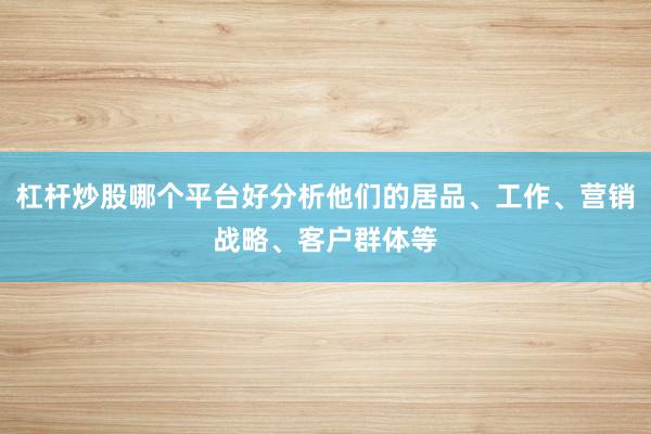 杠杆炒股哪个平台好分析他们的居品、工作、营销战略、客户群体等